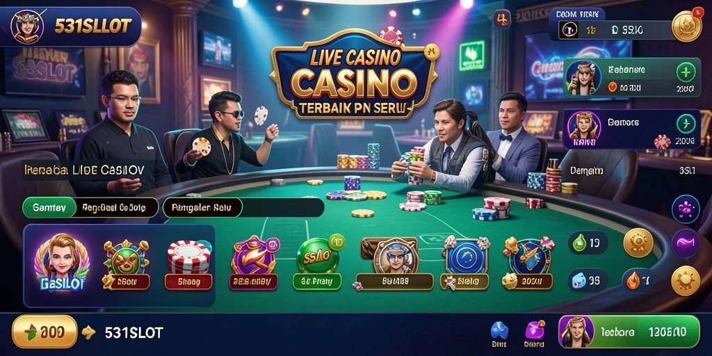 Tampilan layar utama gameplay Live Casino 531SLOT yang menarik dan interaktif.
