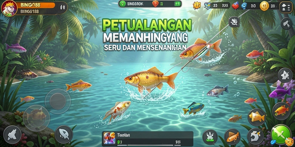 Screenshot gameplay BINGO188 menunjukkan suasana memancing yang seru.