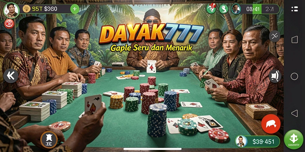 Tampilan layar permainan Gaple yang seru dan menarik di DAYAK777.