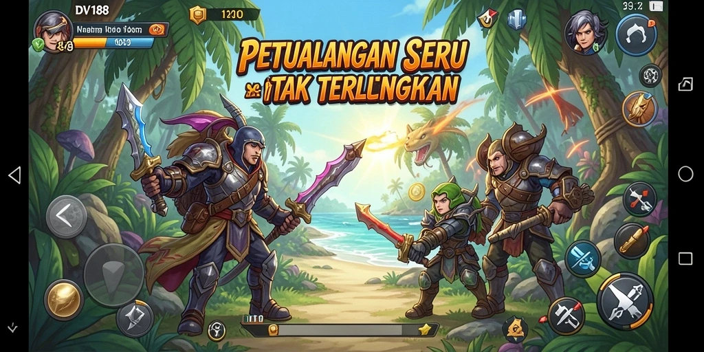 Tangkapan layar gameplay DV188 dengan aksi petualangan seru.