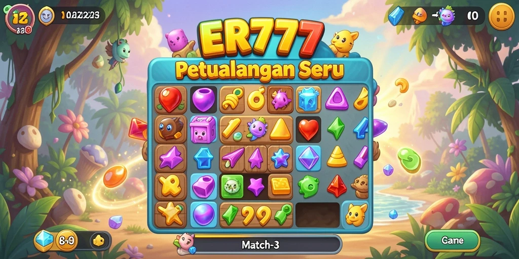 Tampilan gameplay ER777 yang seru dalam kategori Match-3.