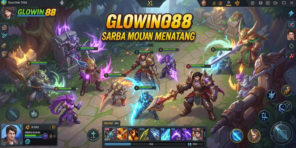 Tampilan seru dari gameplay MOBA di GLOWIN88.