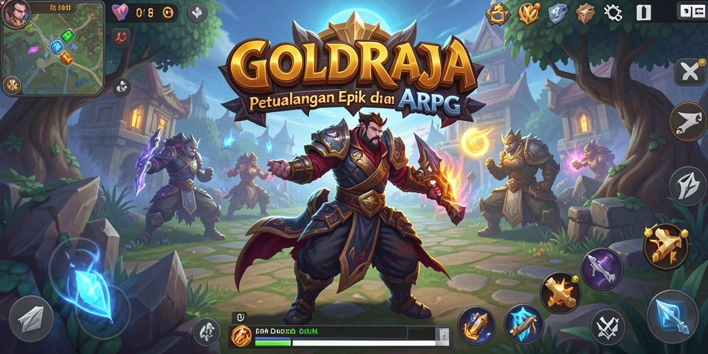 Screenshot gameplay GOLDRAJA menampilkan pertarungan mendebarkan dan petualangan seru.