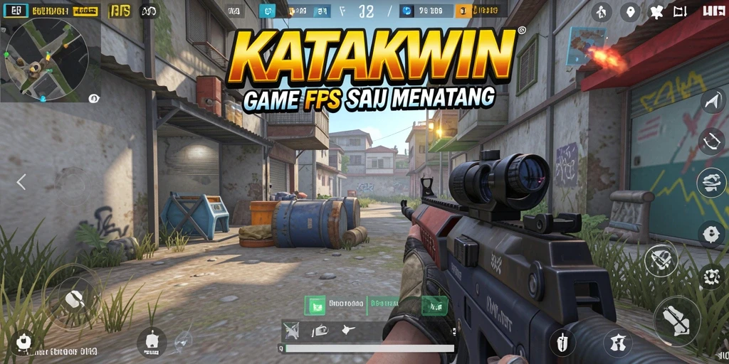 Tampilan menarik dari gameplay KATAKWIN dalam aksi FPS.