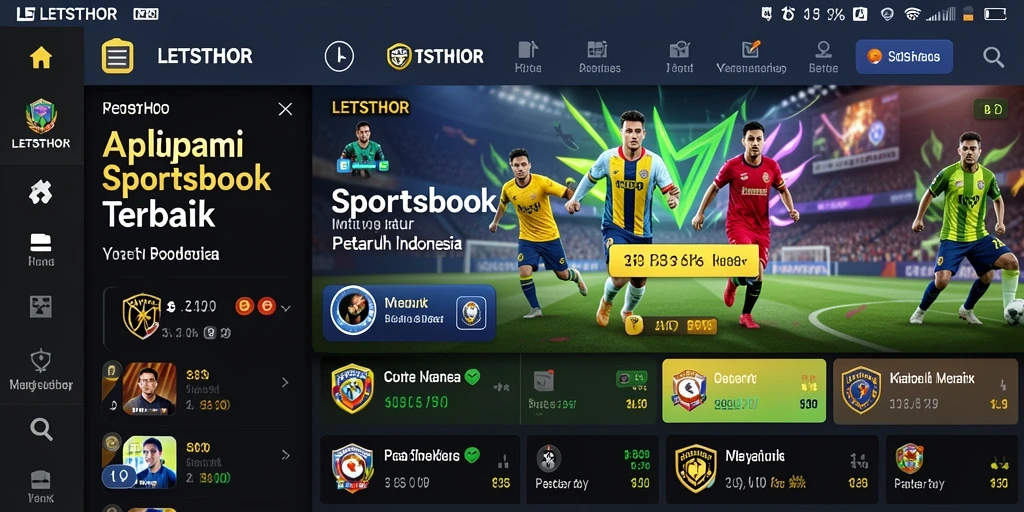 Tampilan gameplay LETSTHOR dengan fitur taruhan olahraga yang lengkap.