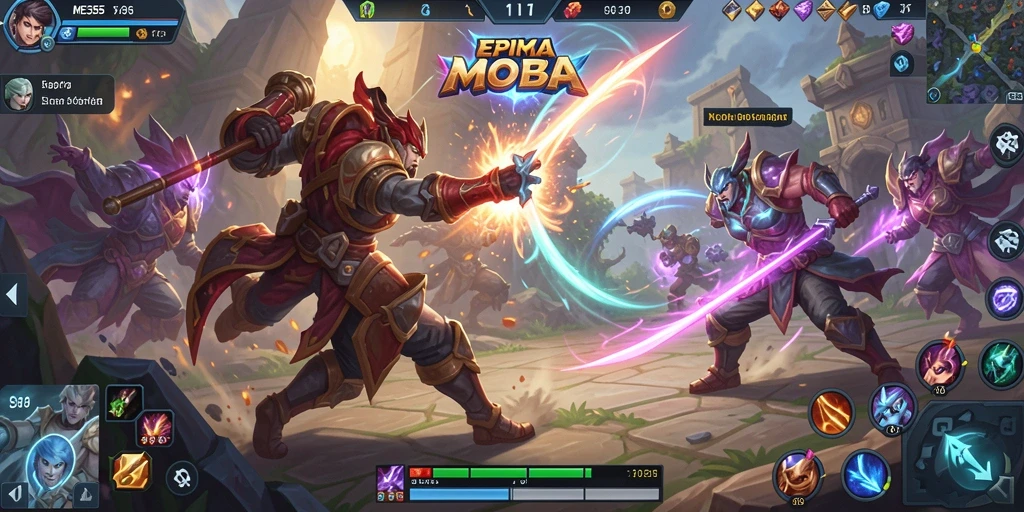 Screenshot gameplay MOBA yang menarik dan mendebarkan.