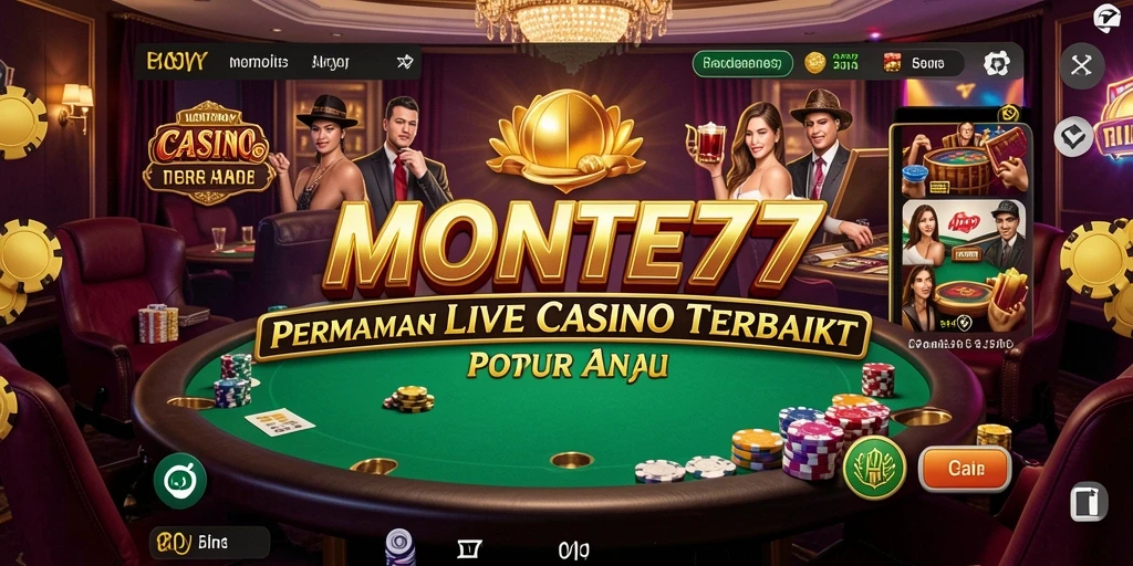 Screenshot gameplay MONTE77 menampilkan dealer live dalam permainan kasino.