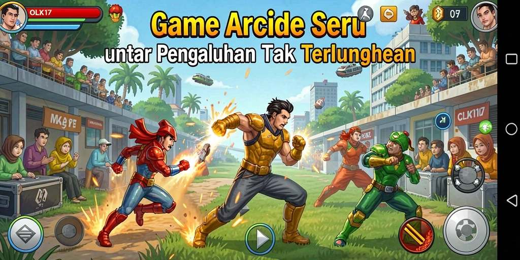 Tangkapan layar gameplay seru OLX17 dengan karakter yang beraksi.