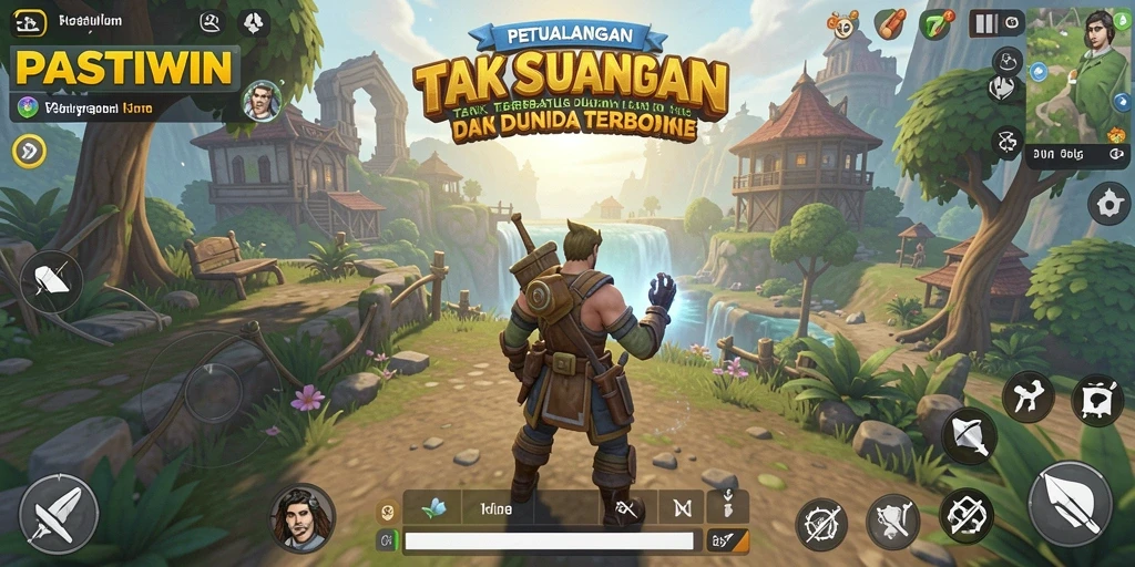 Tangkapan layar gameplay PASTIWIN menampilkan dunia terbuka yang luas dan beragam.